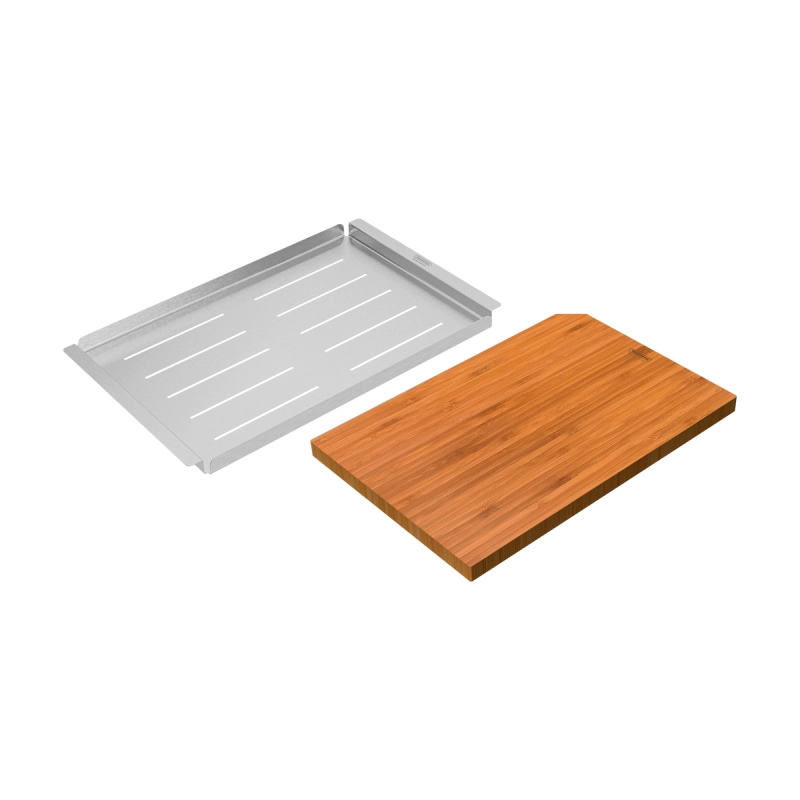 Kit Tábua + Bandeja em aço inox para cubas Quadrum Design Collection
