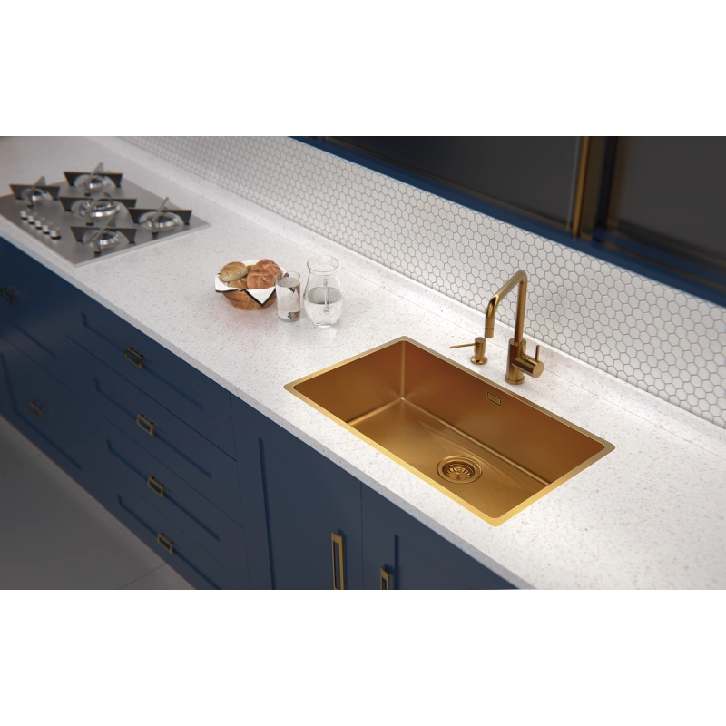 Dosador de Sabão Tramontina em Aço inox Gold com Recipiente Plástico 500 ml com revestimento PVD
