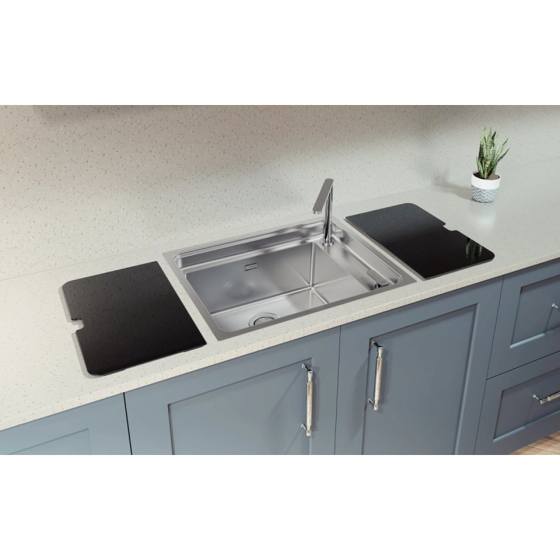 Cuba de Sobrepor Tramontina Design Collection Workstation Quadrum Deep 50 em Aço Inox com acessórios