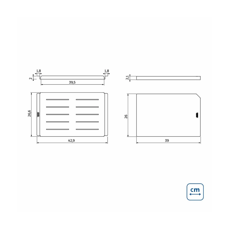Kit Tábua + Bandeja em aço inox para cubas Quadrum Design Collection