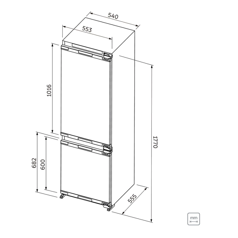 Refrigerador de Revestir/Embutir Tramontina 220 V Frost Free 250 L