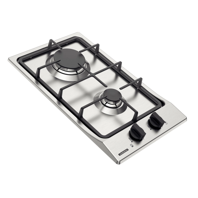 Cooktop a Gás Tramontina Dominó FF 2GX 30 em Aço Inox com Trempes em Ferro Fundido e Acendimento superautomático 2 Queim