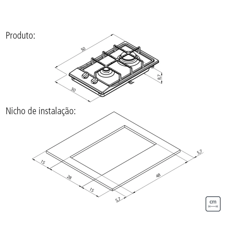 Cooktop a Gás Tramontina Dominó em Aço Inox e Trempes em Ferro Fundido com Acendimento Superautomático 2 Queimadores