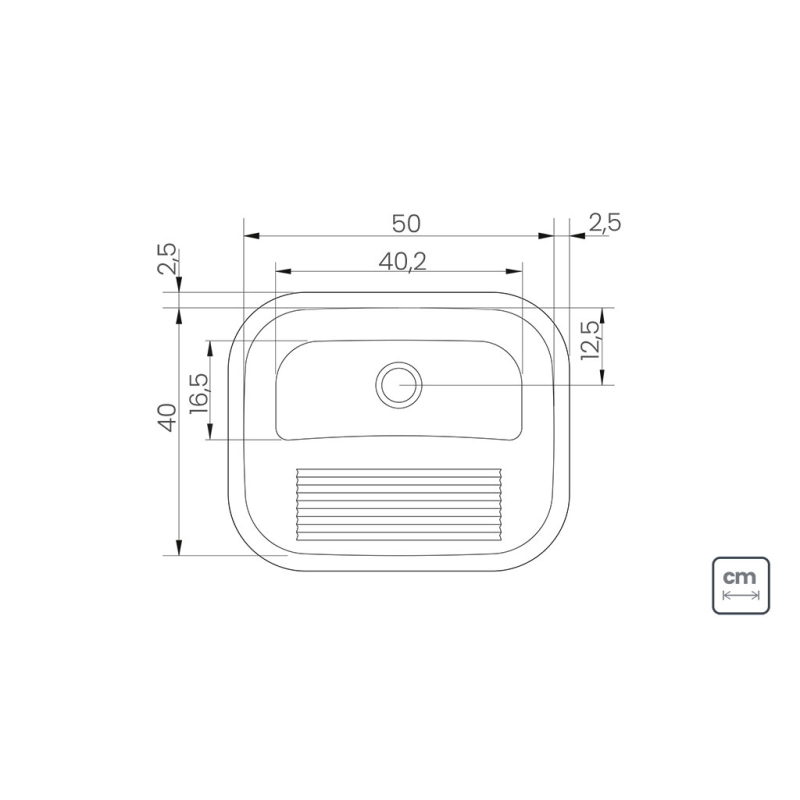 Tanque de Encaixe Tramontina Hera 34 L em Aço Inox Escovado 50x40 cm