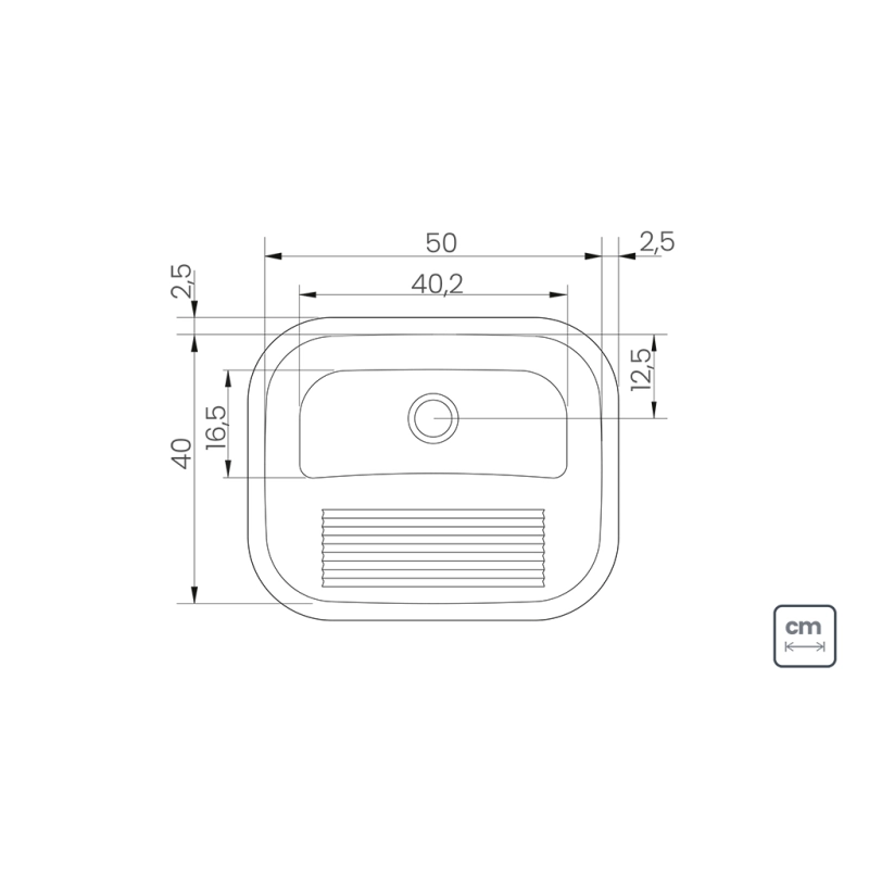 Tanque de Encaixe Tramontina Hera 34 L em Aço Inox Escovado 50x40 cm