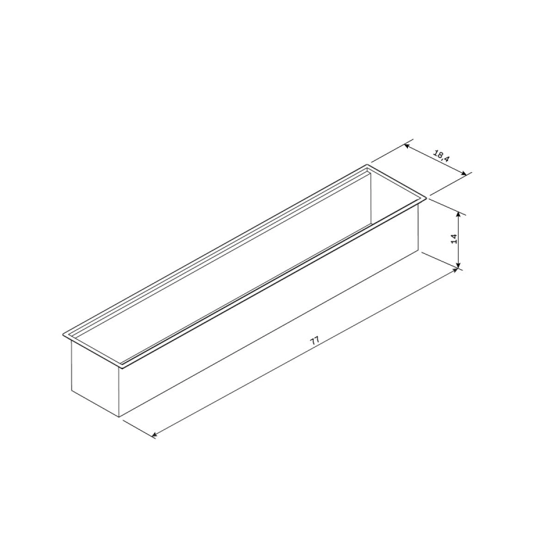 Canal Organizador em Aço Inox Tramontina para Sobrepor com Acabamento Acetinado 75x18 cm