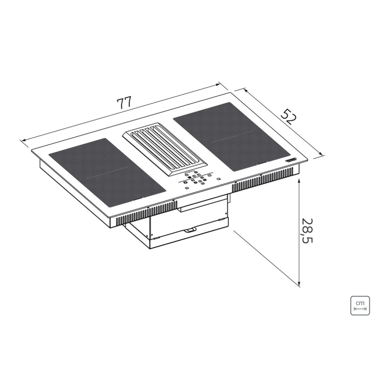 Cooktop Indução Tramontina Design Collection Duo 4EI 80 com Coifa Integrada em Modo Depuração 220 V