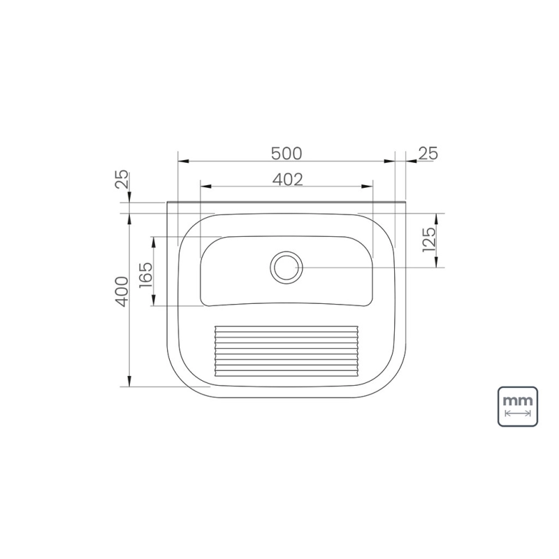 Tanque de Parede Tramontina Hera Wall 34 L em Aço Inox Escovado 50x40 cm