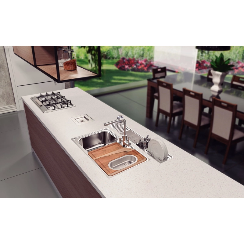 Canal Organizador em Aço Inox Tramontina para Sobrepor com Acabamento Acetinado 60x18 cm