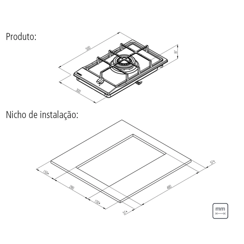 Cooktop a Gás Tramontina Dominó em Aço Inox e Trempes em Ferro Fundido com Acendimento Superautomático 1 Queimador