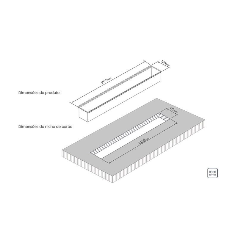 Canal Organizador em Aço Inox Tramontina para Sobrepor com Acabamento Acetinado 105x18 cm