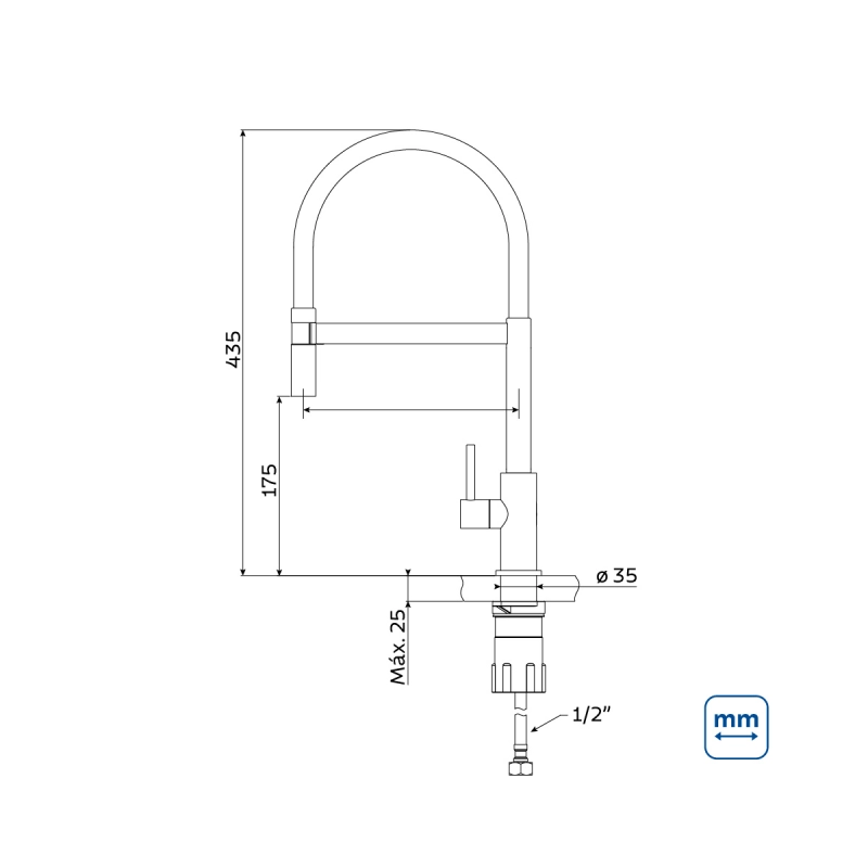 Torneira Tramontina Versatile Black em Aço Inox com Mangueira Flexível e Bica Giratória 360°