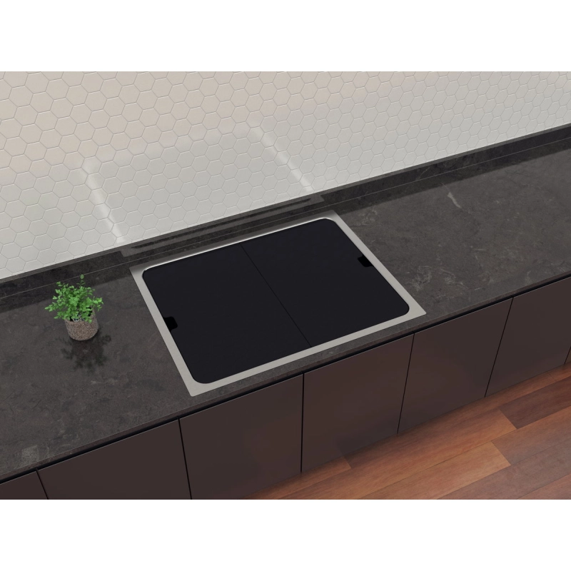 Cuba de Sobrepor Tramontina Design Collection Workstation Quadrum Deep 50 em Aço Inox com Válvula Ø 4 1/2" com escape e Monocomando Hidden