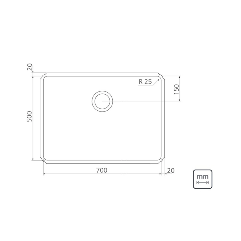 Tanque de embutir Tramontina Jumbo 108 L em Aço Inox 70x50 cm