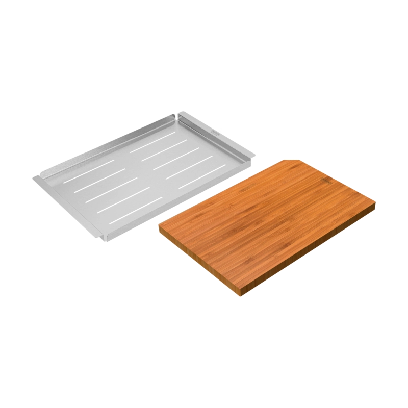 Kit Tábua + Bandeja em aço inox para cubas Quadrum Design Collection