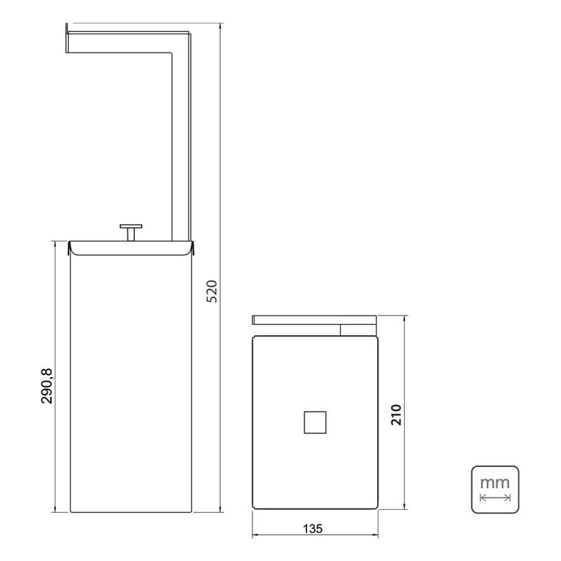 Lixeira Tramontina Luz Slim em Aço Inox 5,5 L com Suporte para Papel Higiênico