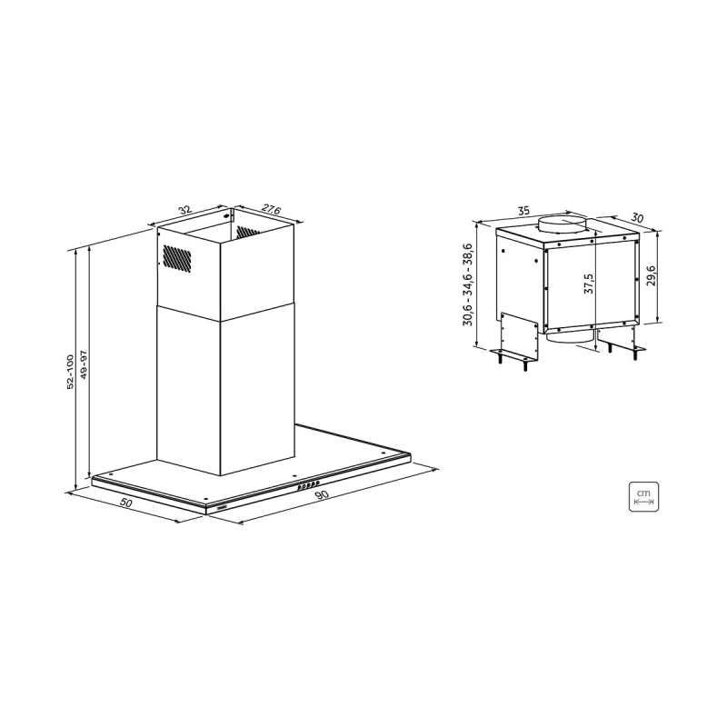Coifa de Parede Tramontina Slim Wall 90 Split em Aço Inox com Acabamento Acetinado 220 V