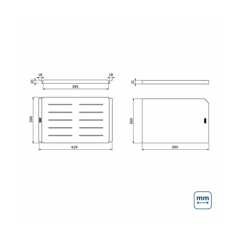 Kit Tábua + Bandeja em aço inox para cubas Quadrum Design Collection
