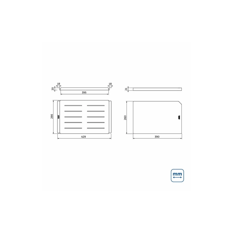 Kit Tábua + Bandeja em aço inox para cubas Quadrum Design Collection