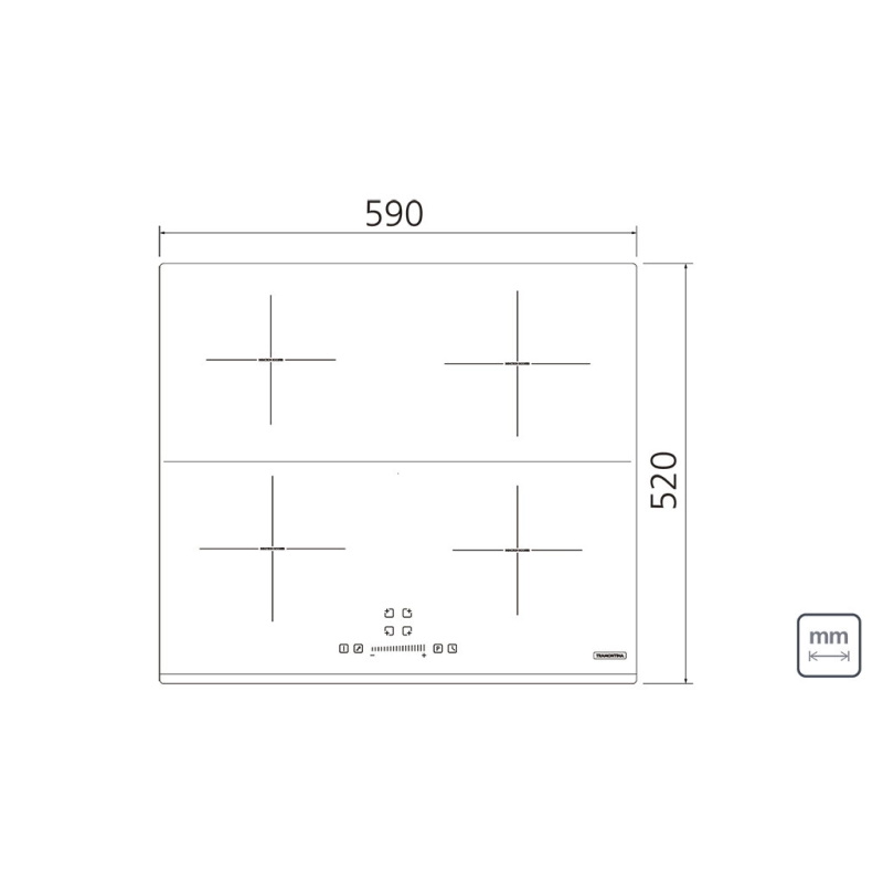Cooktop por Indução Tramontina Square Slider B 4EI 60 Vitrocerâmico com 4 Áreas de Aquecimento e Comando Touch