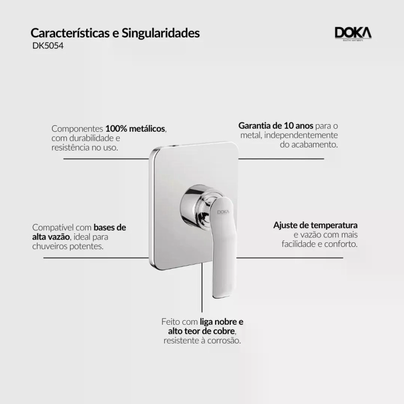 Acabamento para Monocomando de Chuveiro Rainbow – Base Deca - Matt White
