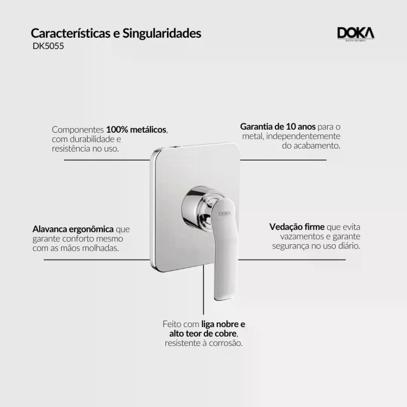 Acabamento para Monocomando de Chuveiro Rainbow – Base Docol - Chrome
