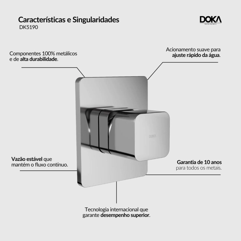 Acabamento para Monocomando de Chuveiro Rivvo – Base Deca/Docol - Chrome