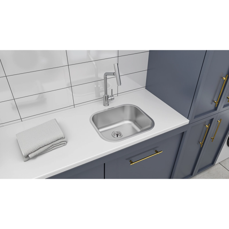 Tanque de Encaixe Tramontina Hera Compact 19 em Aço Inox Escovado 40x35 cm