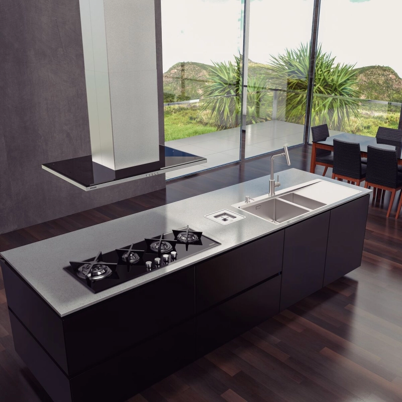 Coifa de Ilha Tramontina Slim Isla 90 Split em Aço Inox com Acabamento Acetinado 90 cm