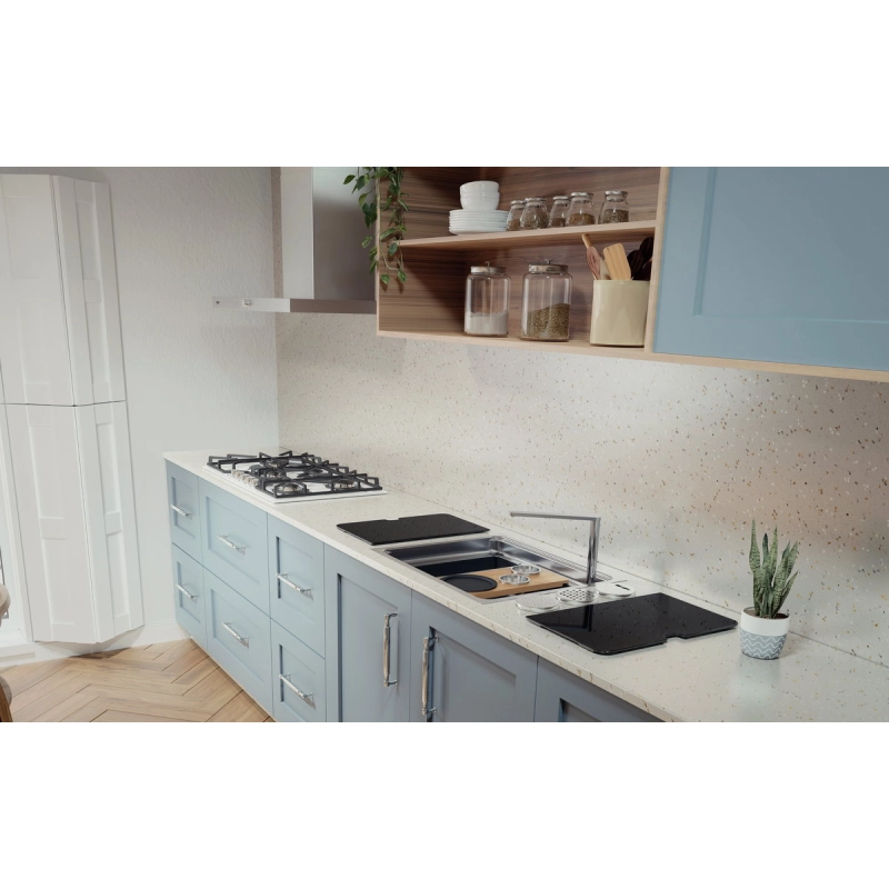 Cuba de Sobrepor Tramontina Design Collection Workstation Quadrum Deep 50 em Aço Inox com acessórios