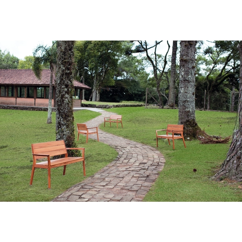 Banco Tramontina Toscana em Madeira Muiracatiara com Acabamento Eco Clear com Encosto