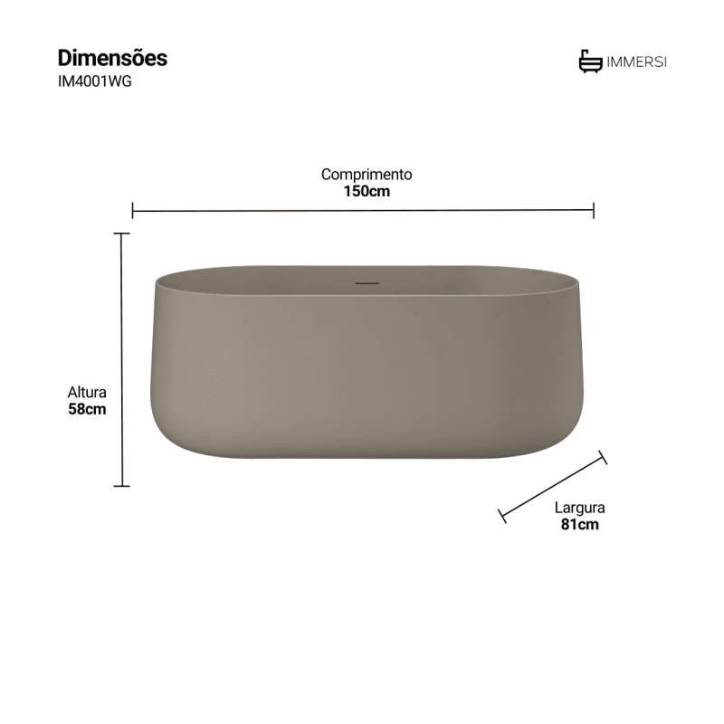 Banheira Camburi Warm Grey (Fosca Colorida)