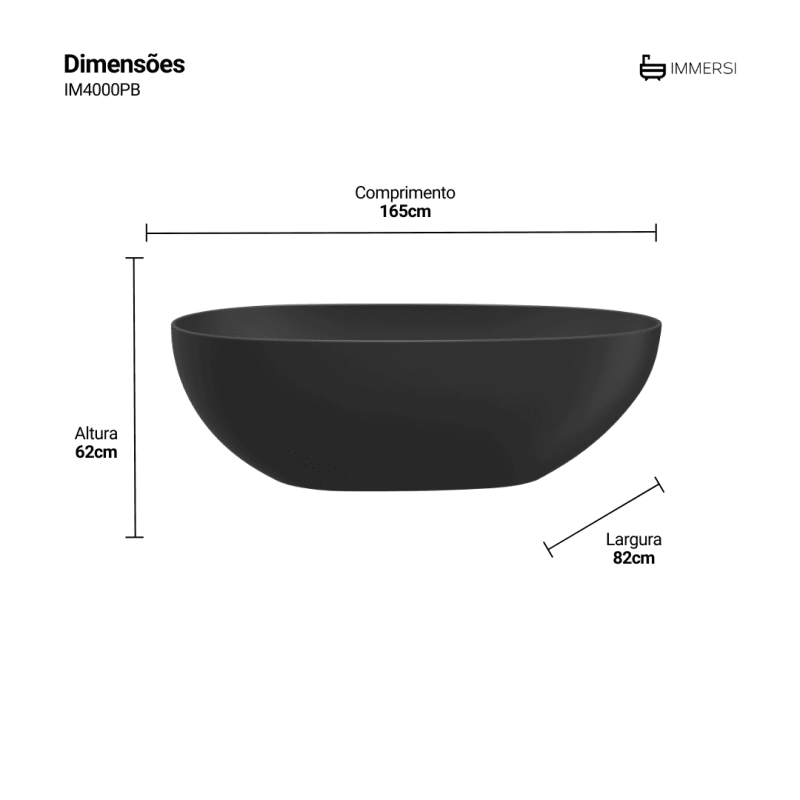 Banheira Campeche Pure Black (Fosca Colorida)