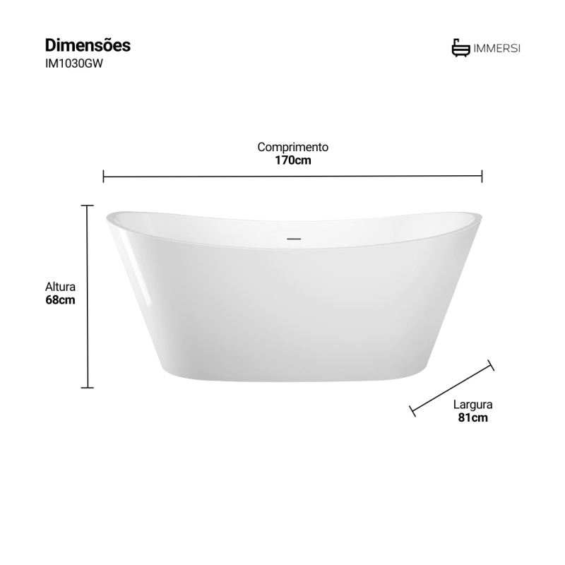 Banheira Porto Belo Glossy White