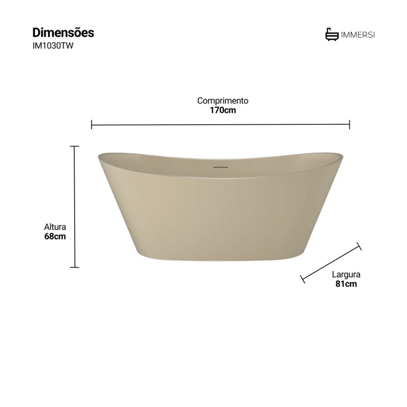 Banheira Porto Belo Tan White (Fosca Colorida)