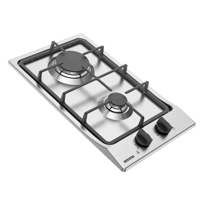 Cooktop a Gás Tramontina Dominó FF 2GX 30 em Aço Inox com Trempes em Ferro Fundido e Acendimento superautomático 2 Queim