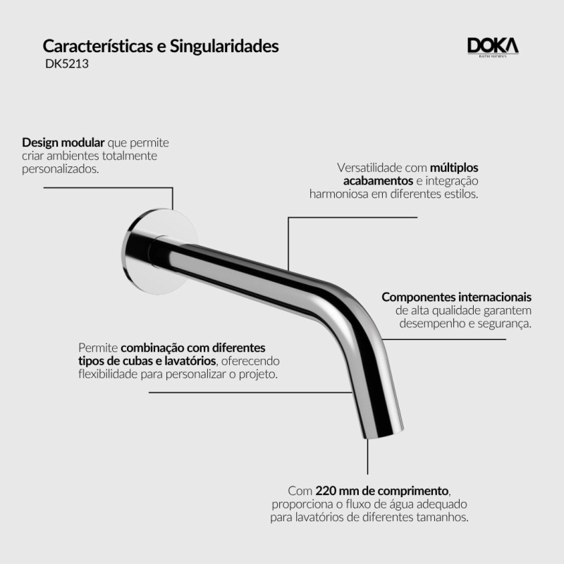 Bica de Parede para Lavatório 220mm Quantum - Matt Black