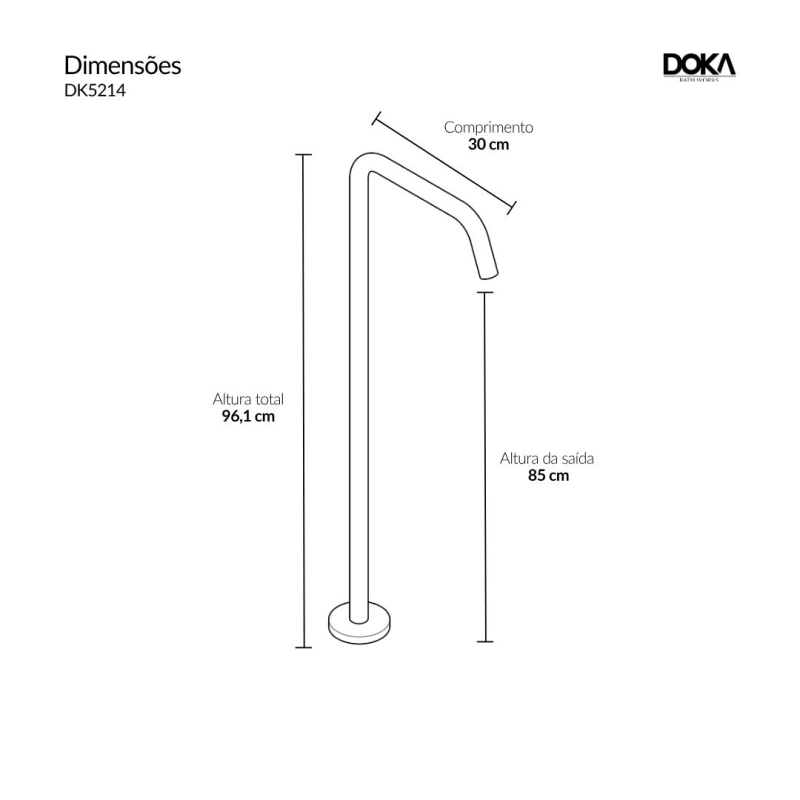 Bica de Piso para Banheira Quantum - Brushed Nickel