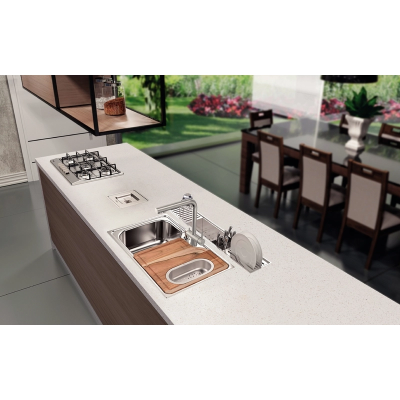 Canal Organizador em Aço Inox Tramontina para Sobrepor com Acabamento Acetinado 105x18 cm