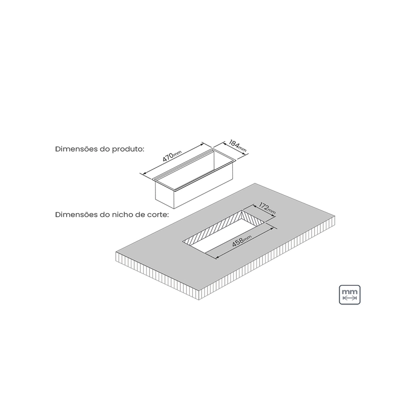 Canal Organizador em Aço Inox Tramontina para Sobrepor com Acabamento Acetinado 45x18 cm