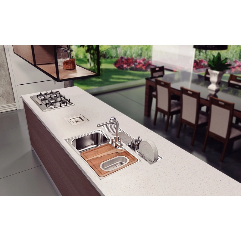 Canal Organizador em Aço Inox Tramontina para Sobrepor com Acabamento Acetinado 90x18 cm