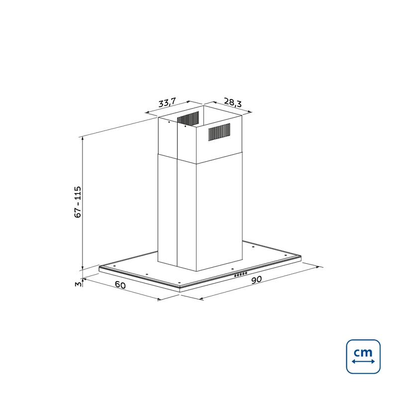 Coifa de Ilha Tramontina Slim Isla 90 em Aço Inox com Acabamento Acetinado 90 cm