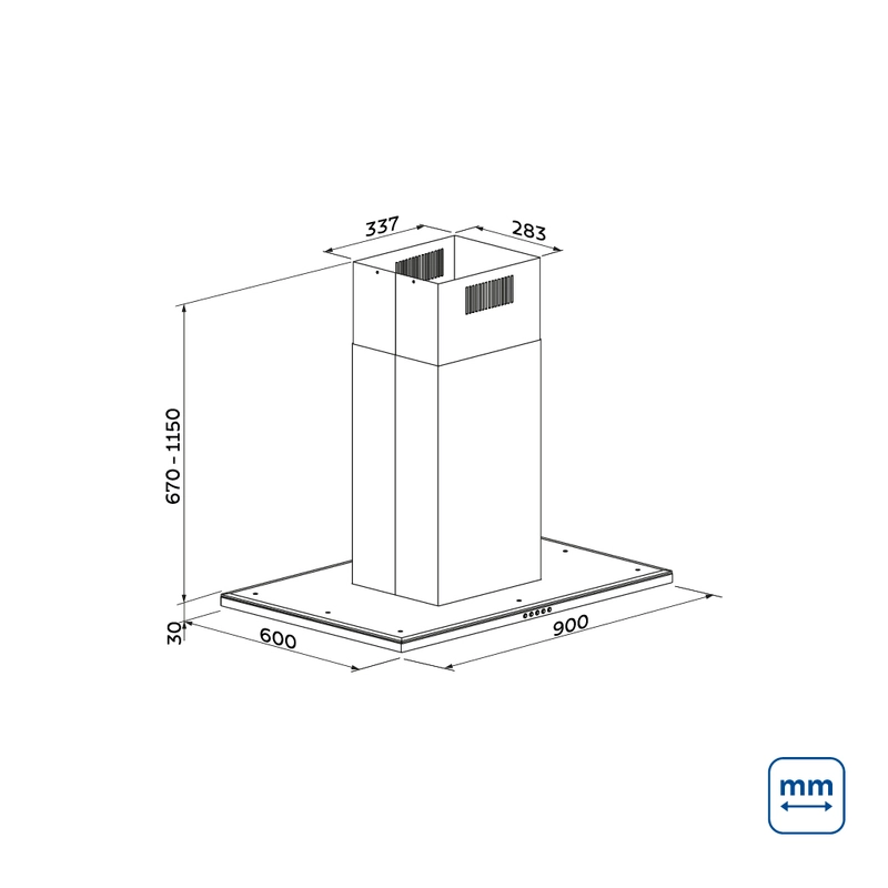 Coifa de Ilha Tramontina Slim Isla 90 em Aço Inox com Acabamento Acetinado 90 cm