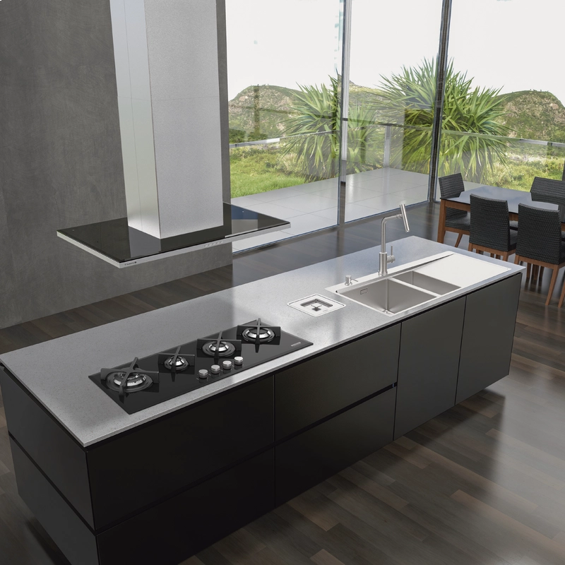 Coifa de Ilha Tramontina Slim Isla 90 Split em Aço Inox com Acabamento Acetinado 90 cm