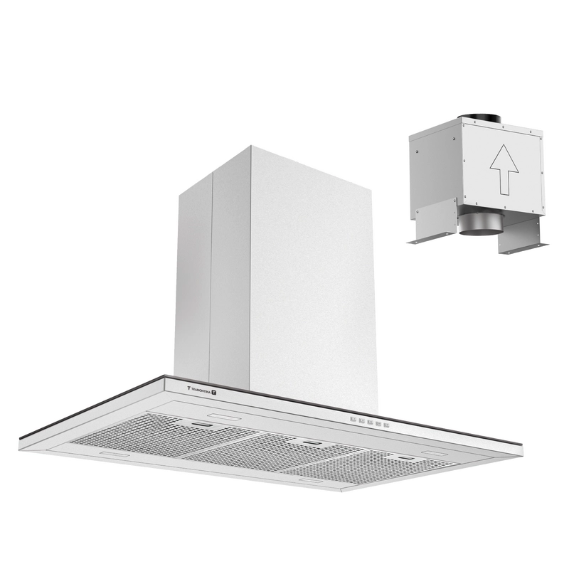 Coifa de Ilha Tramontina Slim Isla 90 Split em Aço Inox com Acabamento Acetinado 90 cm