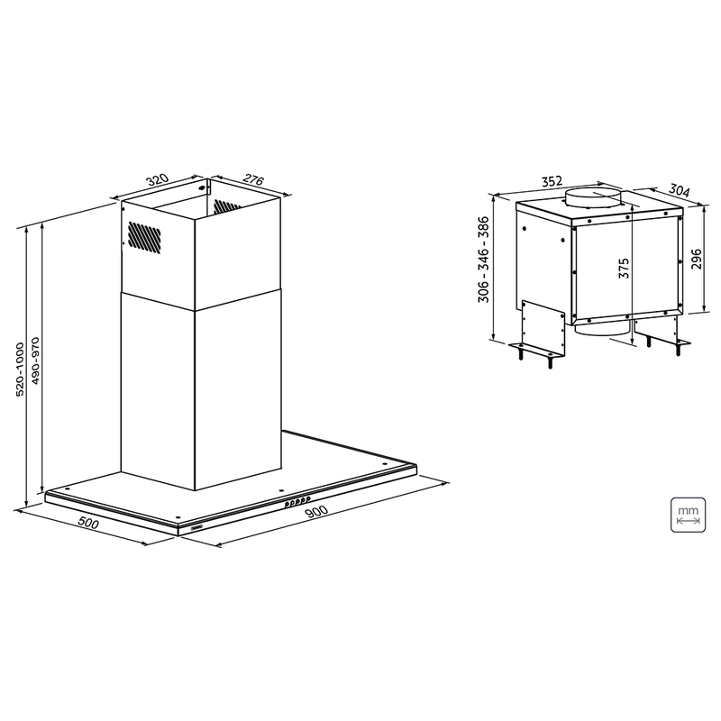 Coifa de Parede Tramontina Slim Wall 90 Split em Aço Inox com Acabamento Acetinado 220 V