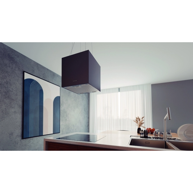 Coifa Tramontina Cube Isla 40 Silent T smart 220 V em Aço Inox com Acabamento Black Steel