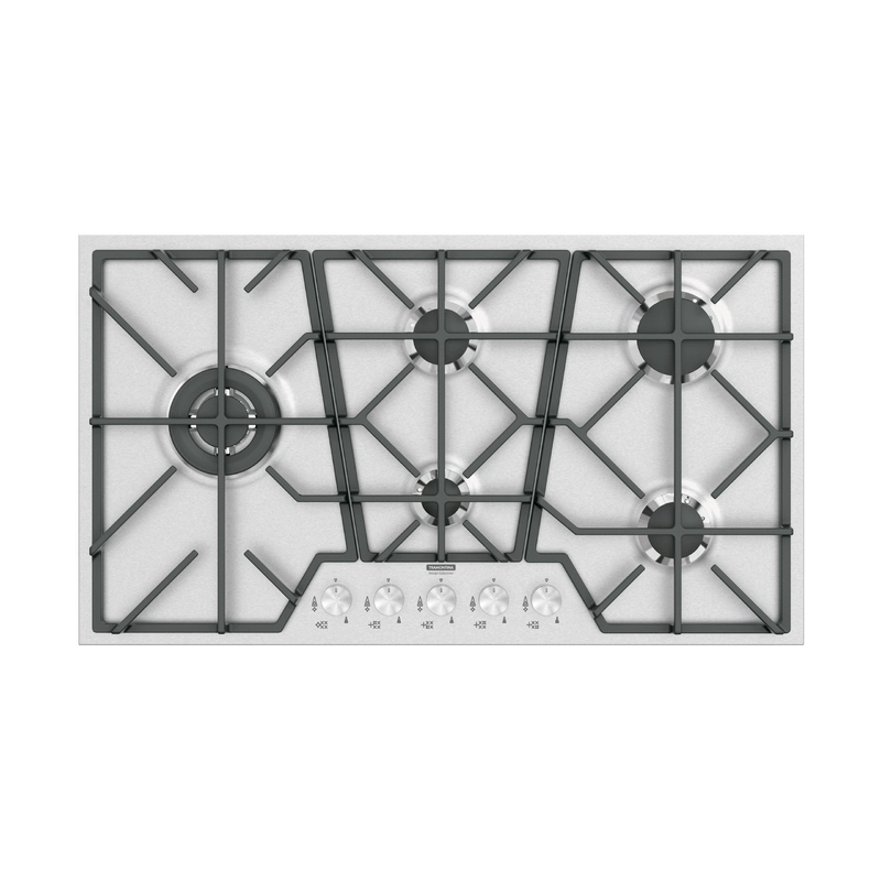 Cooktop a Gás Tramontina Design Collection Penta Inox Full 5 GX 90 em Aço Inox e Trempes em Ferro Fundido