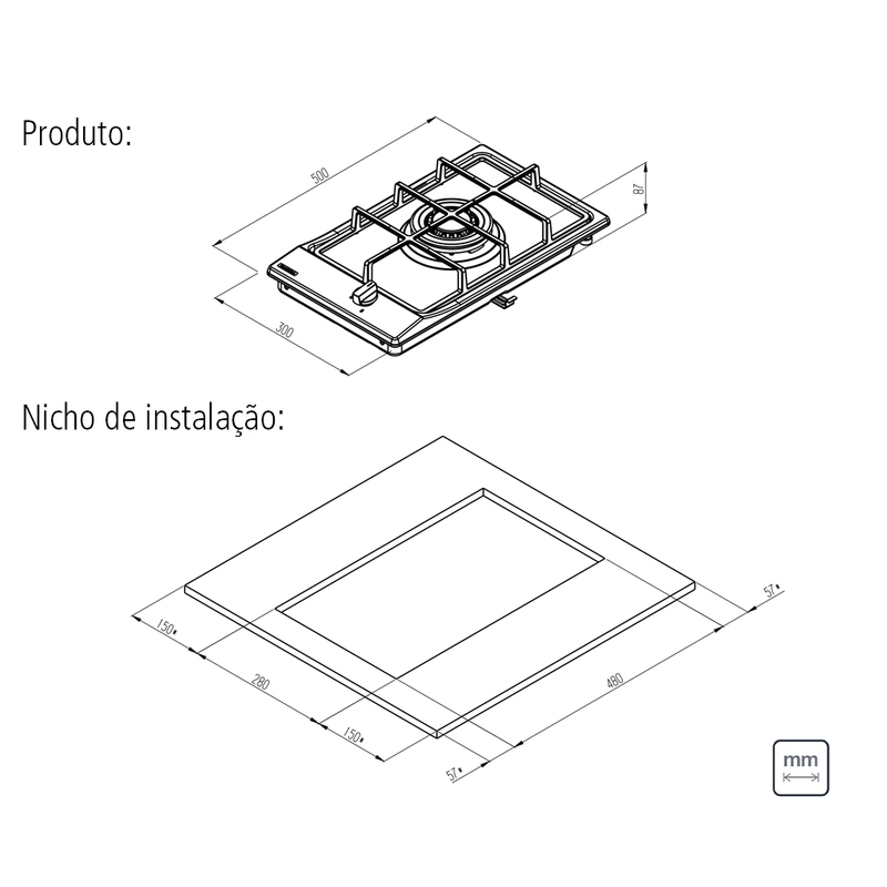 Cooktop a Gás Tramontina Dominó em Aço Inox e Trempes em Ferro Fundido com Acendimento Superautomático 1 Queimador