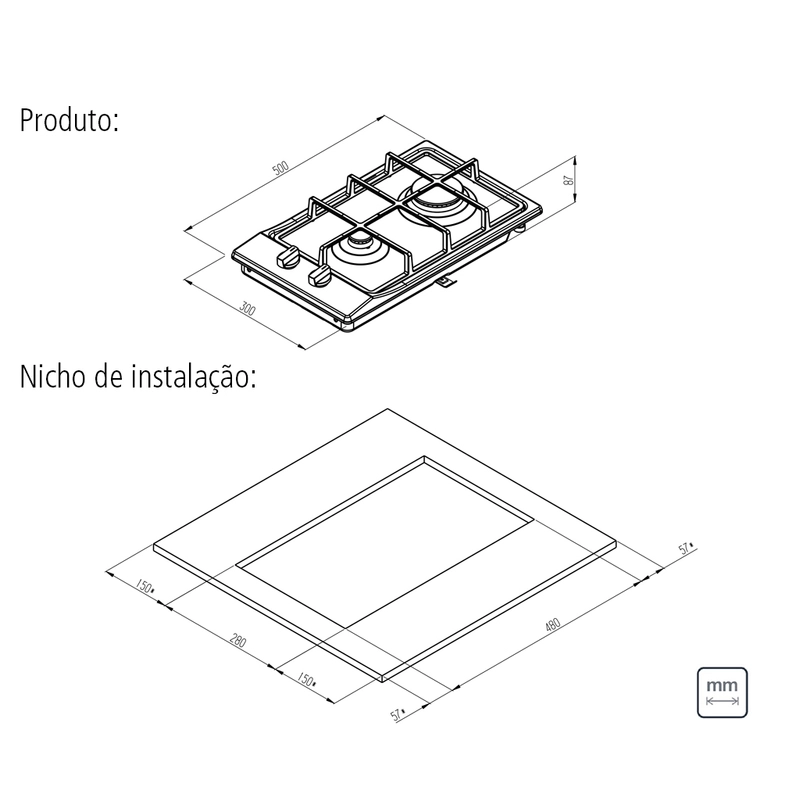 Cooktop a Gás Tramontina Dominó em Aço Inox e Trempes em Ferro Fundido com Acendimento Superautomático 2 Queimadores